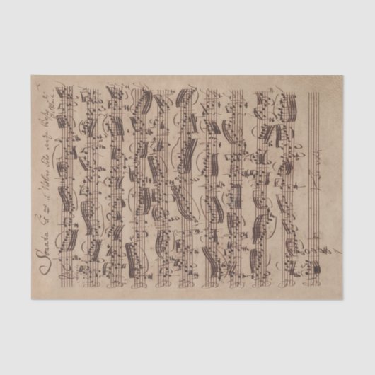 Antiquitätenblatt Musik Bach Manuskript Seidenpapier (Vorderseite)