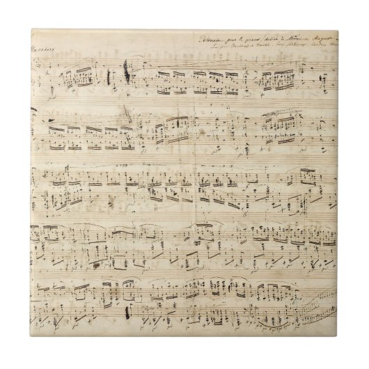 Antiquitätenblatt Musik Chopin Manuskript Fliese (Vorderseite)