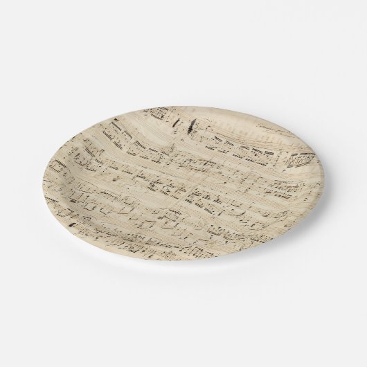Antiquitätenblatt Musik Chopin Manuskript Pappteller (Schrägansicht)