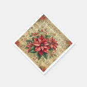 Antiquitätenblatt Musik Holiday Poinsettia Découpa Serviette (Ecke)