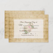 Antiquitätenblatt Musik Rosa Rose Wedding RSVP Kar (Vorne/Hinten)