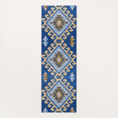 Antiquitätenblau Beige Türkisches Kilim Rug Yogamatte (Rückseite)