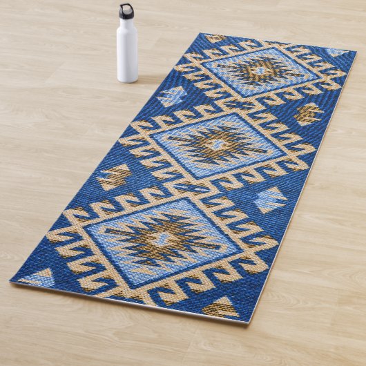 Antiquitätenblau Beige Türkisches Kilim Rug Yogamatte (Beispiel)