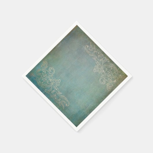 Antiquitätenblau und Spitzentepapier Napkin Serviette (Ecke)