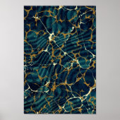 Antiquitätenbuchbinderei Marbled Endpaper Blue Mar Poster (Vorne)