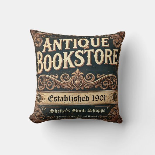 Antiquitätenbuchhandlung Vintager Kissen (Vorderseite)
