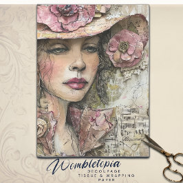 AntiquitätenCollage Female Portrait Decoupage Seidenpapier