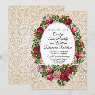 AntiquitätenDamast und Rose Einladung Hochzeit