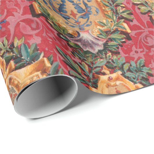 Antiquitätendekoration französisches Blumenmuster Geschenkpapier (Rolleneckpunkt)