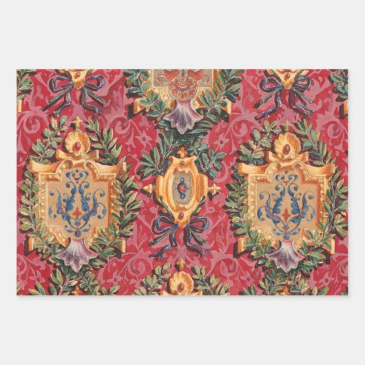 Antiquitätendekoration französisches Blumenmuster Geschenkpapier Set (Vorderseite 2)