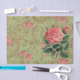 Antiquitätendekoupage & Gewebepapier Pink & Sage d Seidenpapier