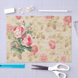Antiquitätendekoupage & Gewebepapier Rosa & Creme Seidenpapier