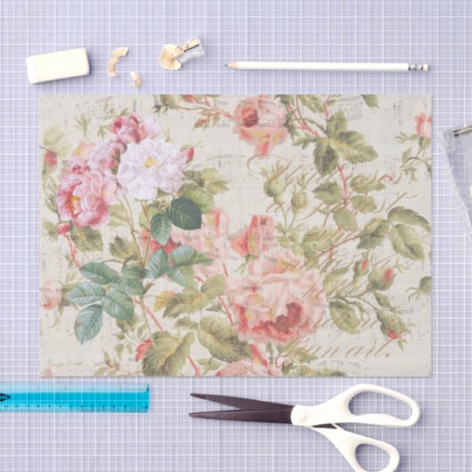 Antiquitätendekoupage & Gewebepapier rosa Rose Seidenpapier (Handwerk)