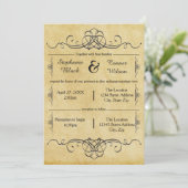 Antiquitätendesign erarbeiten - Hochzeit/Empfang e Einladung (Stehend Vorderseite)