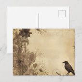 Antiquitäteneisenvogel und Halloween-Blume Feiertagspostkarte (Vorne/Hinten)