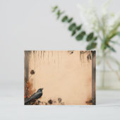 Antiquitäteneisenvogel und Halloween-Blume Feiertagspostkarte (Stehend Vorderseite)