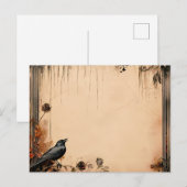 Antiquitäteneisenvogel und Halloween-Blume Feiertagspostkarte (Vorne/Hinten)