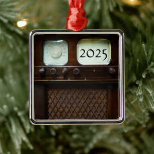 Antiquitätenfernsehen und Radio Ornament Aus Metall