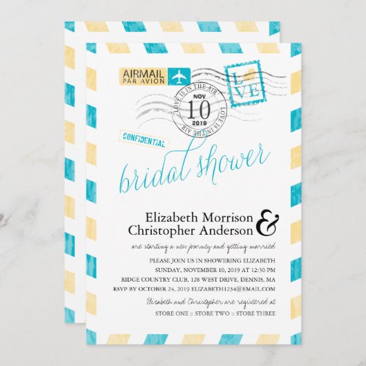 Antiquitätenflugzeug-Brautparty Einladung (Vorne/Hinten)