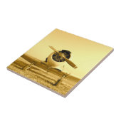 Antiquitätenflugzeug Goldene Gelbe Keramik Fliese (Seite)