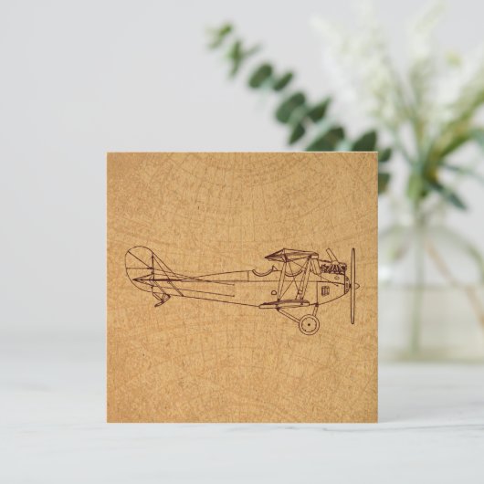 Antiquitätenflugzeug Retro Classic Aviation Map St Einladung (Stehend Vorderseite)