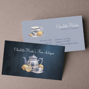 Antiquitätengeschäft Chinoiserie Blau Teekessel Zi Visitenkarte