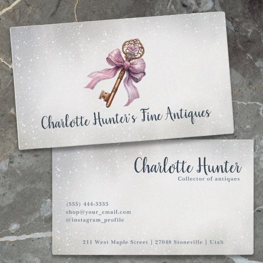 Antiquitätengeschäft, eleganter Vintager Messingsc Visitenkarte