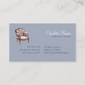 Antiquitätengeschäft, eleganter Vintager Stuhl und Visitenkarte (Rückseite)