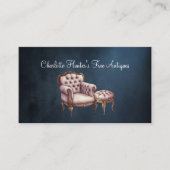 Antiquitätengeschäft, eleganter Vintager Stuhl und Visitenkarte (Vorderseite)