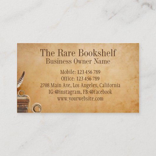 Antiquitätengeschäft Vintag Visitenkarte (Rückseite)