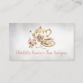 Antiquitätengeschäft, Vintage alte Teekanne, goldf Visitenkarte (Vorderseite)