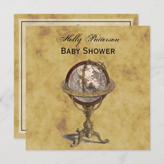 Antiquitätenglobe, erschütterte Grilldusche Einladung (Vorne/Hinten)