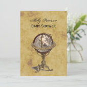 Antiquitätenglobe, störende BG / Babydusche Einladung (Stehend Vorderseite)