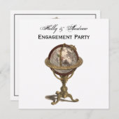 Antiquitätenglobe, weißer BG-SQ-Verlobung Einladung (Vorne/Hinten)