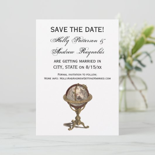 Antiquitätenglocke, Weißer BG V Save the Date Einladung (Stehend Vorderseite)