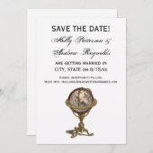 Antiquitätenglocke, Weißer BG V Save the Date Einladung (Vorne/Hinten)