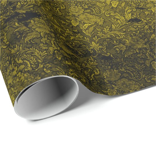 Antiquitätengold bedrücktes Goth Damask Wrapping P Geschenkpapier (Rolleneckpunkt)