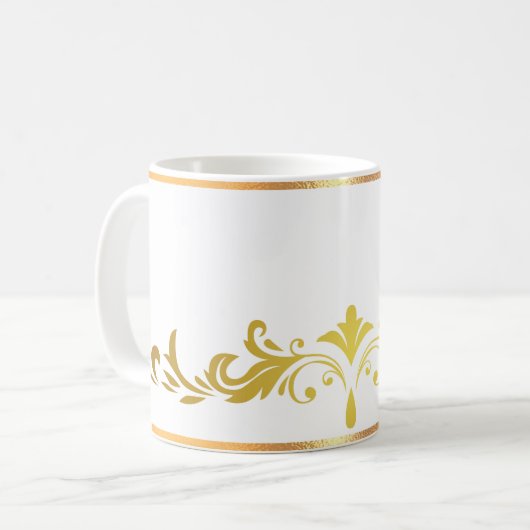 Antiquitätengold Rimmed Blumenkaffee Tasse (Vorderseite Links)