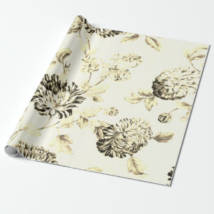 Antiquitätengold Vintager Botanischer Blumenstrau Geschenkpapier