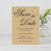Antiquitätengoldener Glitzer Save The Date (Stehend Vorderseite)