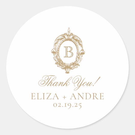 Antiquitätengoldmonogramm-Wappen Runder Aufkleber (Vorderseite)