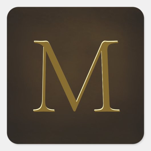 Antiquitätengoldverkleidetes Monogramm-Personalisi Quadratischer Aufkleber (Vorderseite)
