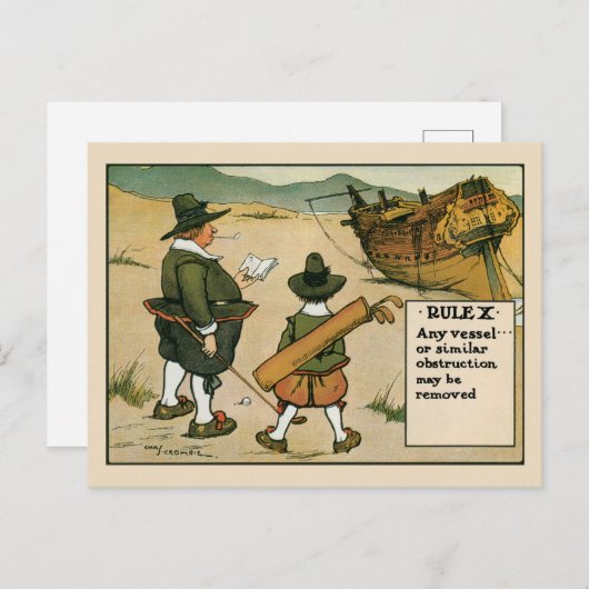 Antiquitätengolfregel 10 Cartoon Postkarte (Vorne/Hinten)
