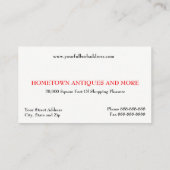 Antiquitätenhändlerkarte Visitenkarte (Rückseite)
