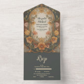 Antiquitätenhochzeit im Blumenstil All In One Einladung (Innen Boden)