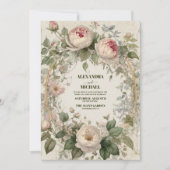 Antiquitätenhochzeit im Blumenstil Einladung (Vorderseite)