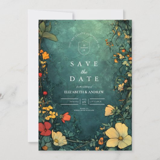 Antiquitätenhochzeit im Blumenstil Save The Date (Vorderseite)
