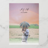 Antiquitätenhochzeit Vintager Western Folieneinladung (Rückseite)