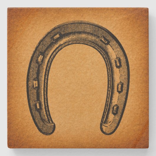 Antiquitätenhorseshoe Vintager Western Pferdeschuh Steinuntersetzer (Vorderseite)