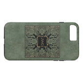 Antiquitätenkachel aus rotem Leder Monogramm Bucha Case-Mate iPhone Hülle (Rückseite (Horizontal))